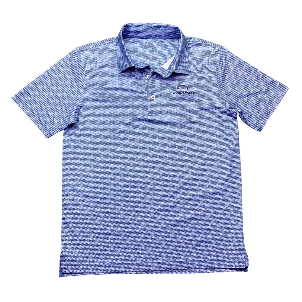 johnnie-O CordeValle Blue Geometric Print Performance‎ Golf Polo Shirt Youth 12